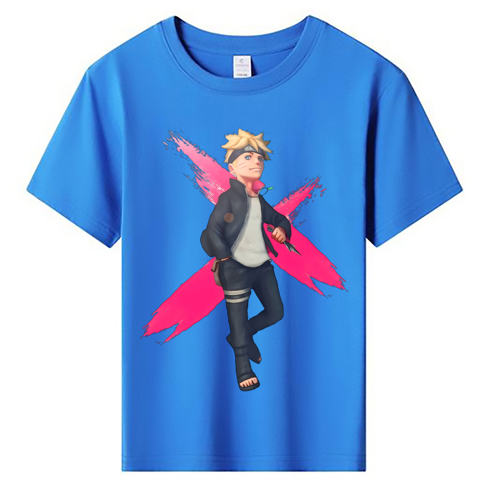 （画像用） NARUTO -ナルト- うずまき ボルト Uzumaki Boruto 綿100％キッズTシャツ（フロントプリント）